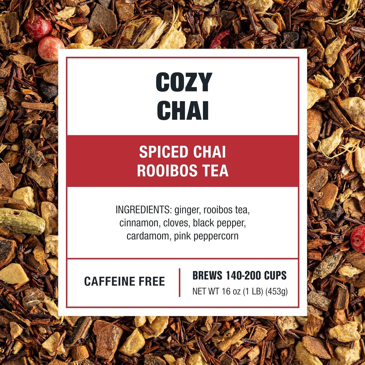 Tiesta Tea - Cozy Chai, Loose Leaf, Spiced Chai Rooibos Tea, Premium Caffeine-Free Herbal Blend, Makes Hot or Iced & Up to 200 Cups, 16oz Resealable Bulk Pouch