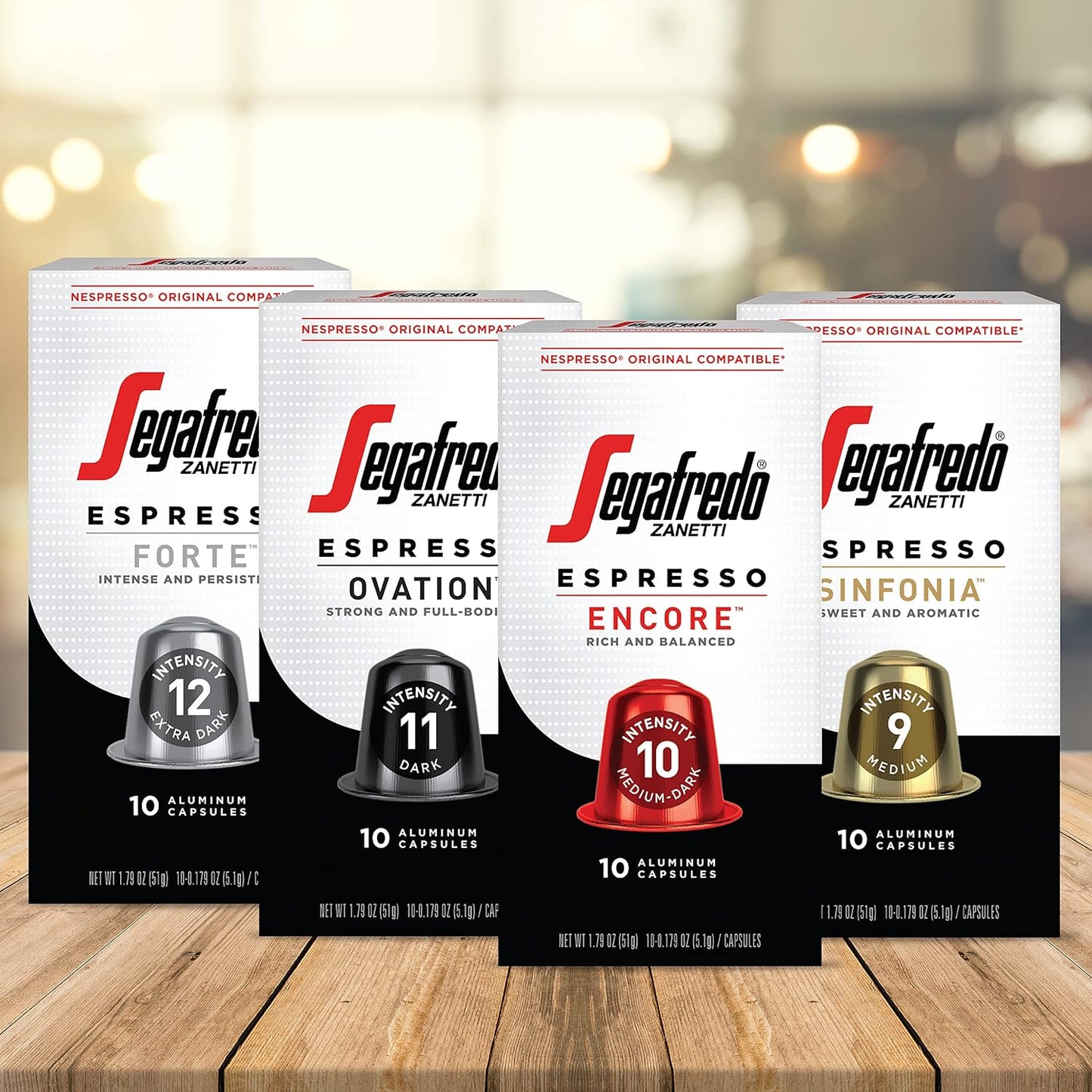 Segafredo Zanetti Espresso Capsules – Aluminum Pods for Nespresso Original Machines – Extra Dark Roast Premium Espresso with a Bold Aroma – Smoky, Intensity 12 – Forte, 10 Count