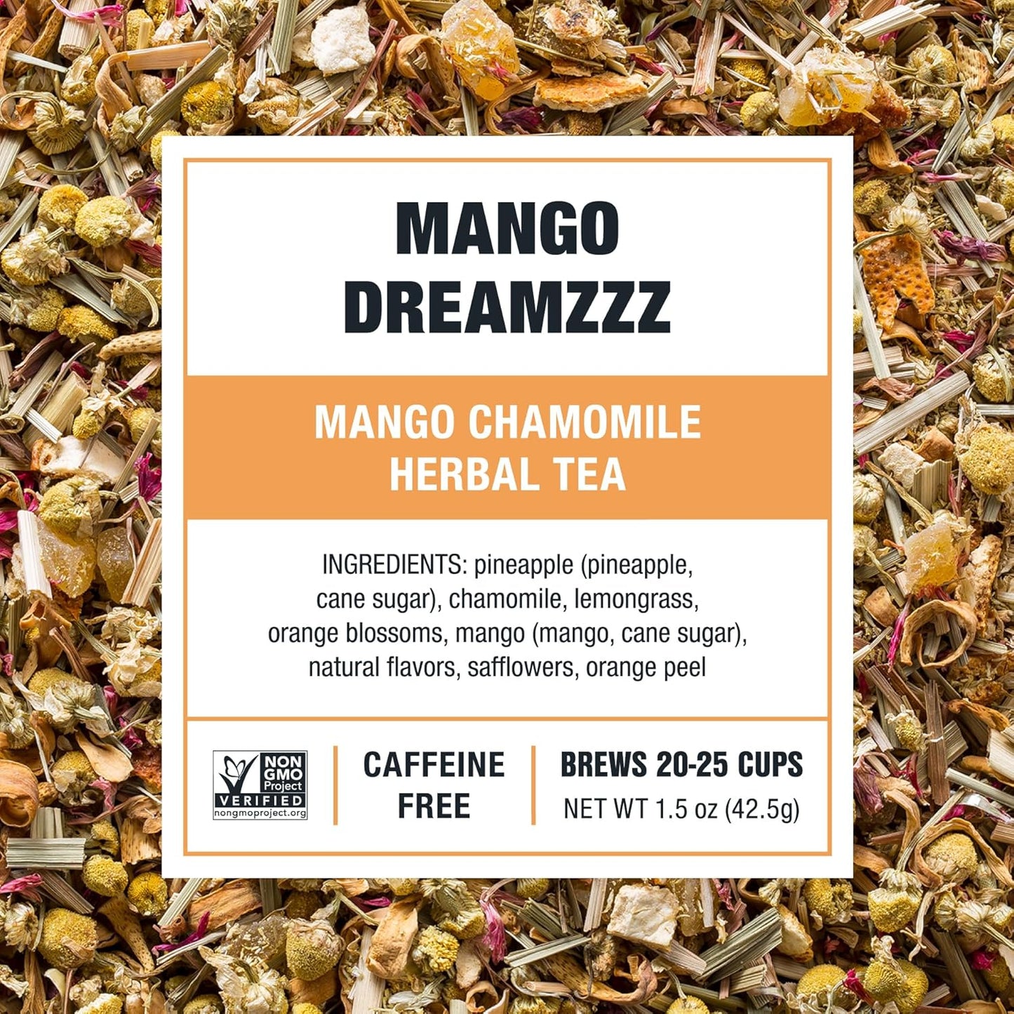 Tiesta Tea - Mango Dreamzzz Chamomile Loose Leaf Herbal Tea, Relaxing Chamomile & Lemongrass Blend, Caffeine-Free, Brew Hot or Iced, Makes Up to 25 Cups, Resealable Pouch, 1.5 Ounce