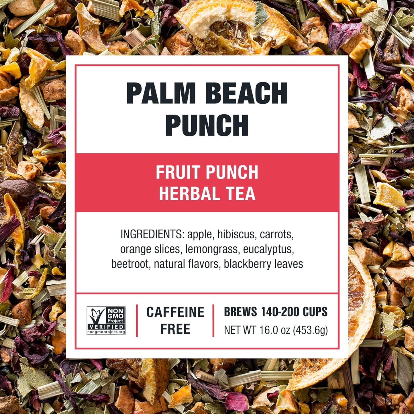 Tiesta Tea - Palm Beach Punch, Loose Leaf, Fruit Punch Herbal Tea, Caffeine-Free Tropical Blend with Apple and Orange, Brews Hot or Iced, 16oz Resealable Bulk Pouch, Up to 200 Cups