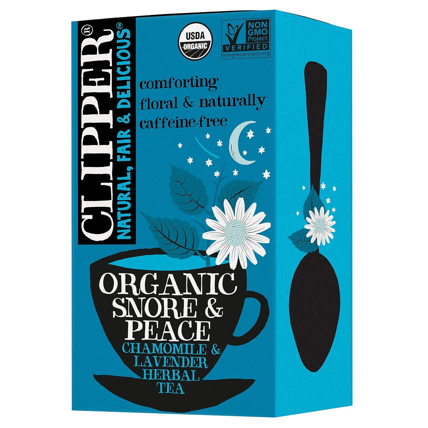 Clipper Tea Snore and Peace Chamomile & Lavender Herbal Tea – Caffeine Free, USDA Organic, Great Hot or Iced – Comfortingly Floral, Natural, Fair & Delicious – 20 Tea Bags