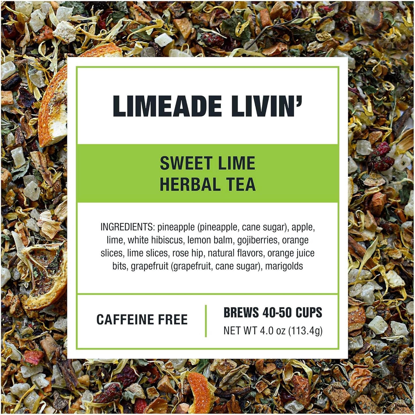 Tiesta Tea - Limeade Livin, Loose Leaf, Sweet Lime Herbal Tea, Non-Caffeinated Fruit Blend, Makes Hot or Iced & Up to 50 Cups, 4oz Refillable Tin