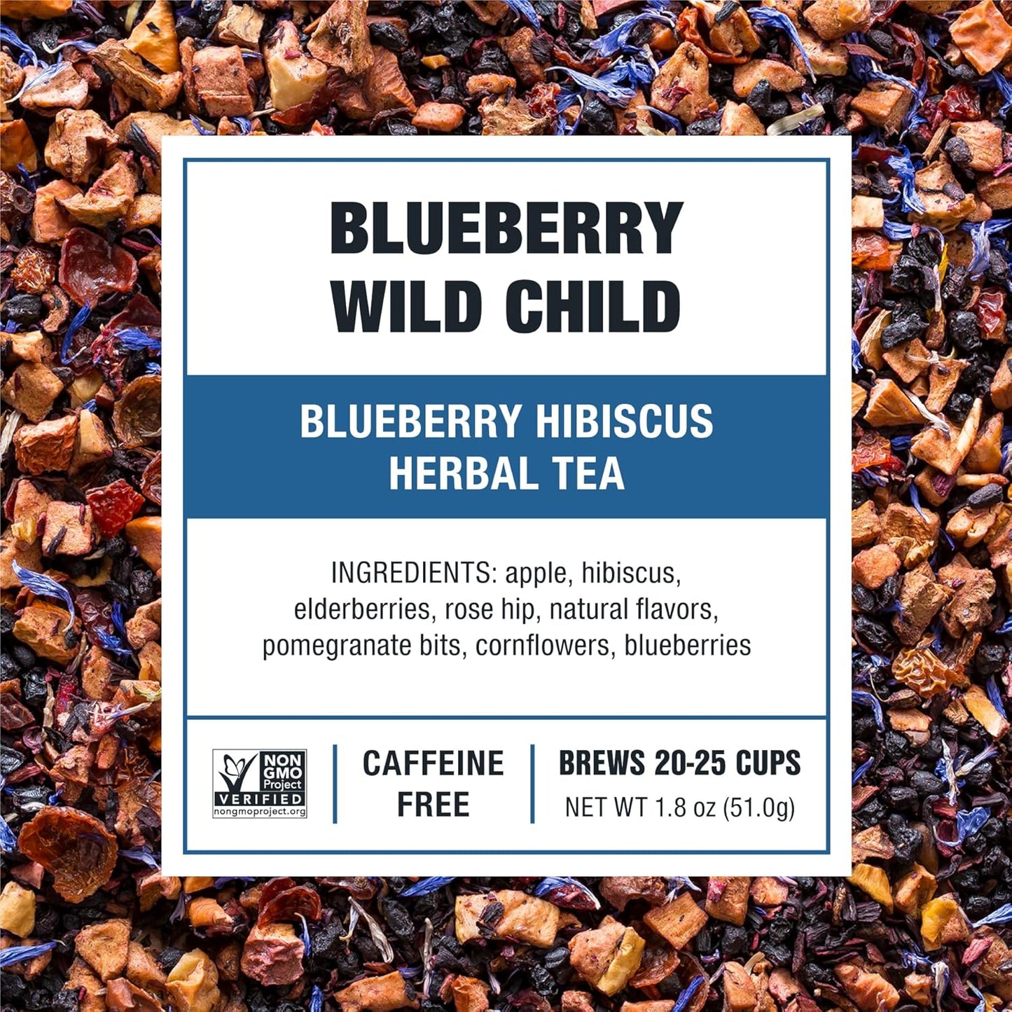 Tiesta Tea Blueberry Wild Child, Loose Leaf, Blueberry Hibiscus Herbal Tea, Premium Non-Caffeinated Fruit Blend, Make Hot or Iced & Brews Up to 25 Cups, 1.8 Ounce Resealable Pouch