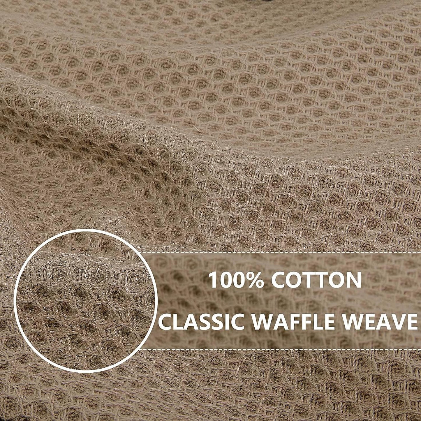 Homaxy 100% Cotton Waffle Weave Kitchen Dish Towels, Ultra Soft Absorbent Quick Drying Cleaning Towel, 13 x 28 Inches, 4-Pack, Tan