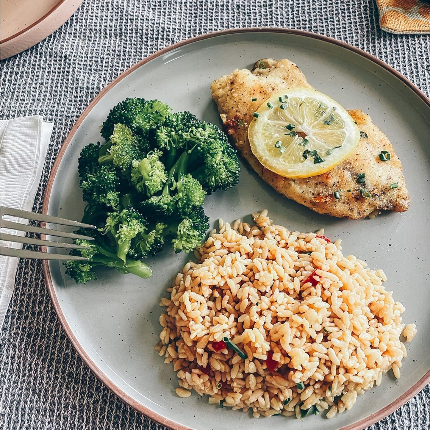 Mora Ceramic Flat Dinner Plates Set of 6, 10.5 in High Edge Dish Set - Microwave, Oven, and Dishwasher Safe, Scratch Resistant, Modern Dinnerware- Kitchen Porcelain Serving Dishes - Earl Grey