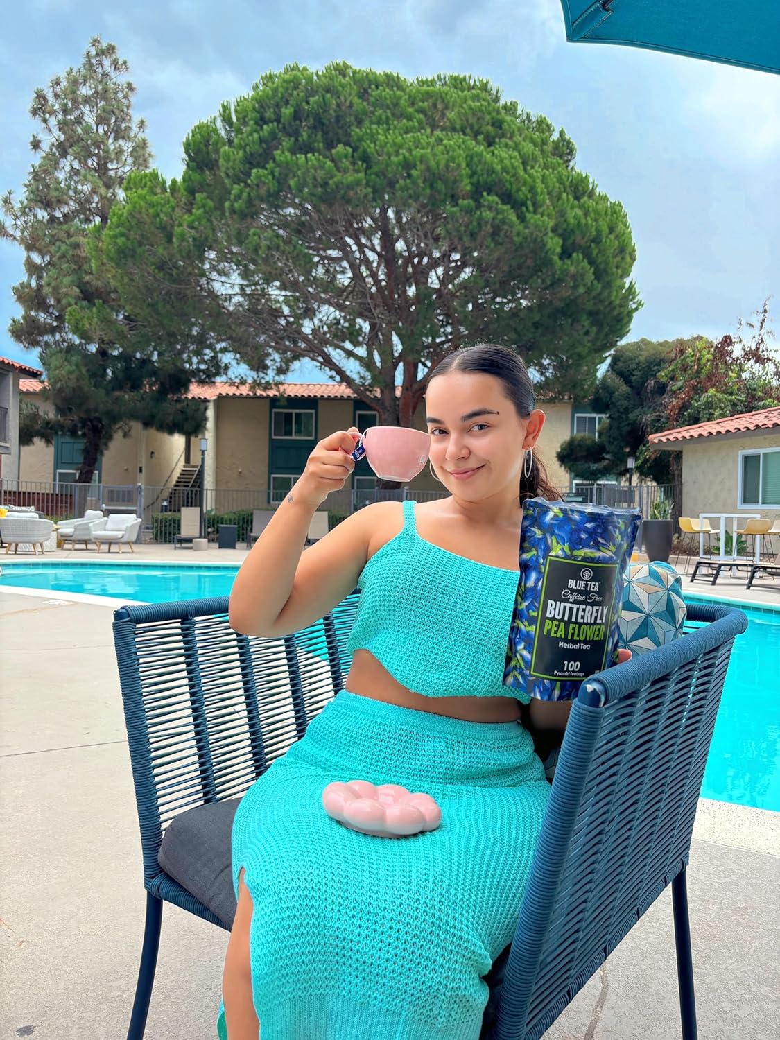 BLUE TEA - Butterfly Pea Flower Tea - 100 Count - Pyramid Plant Based Tea Bag | ANTIOXIDANT RICH | Tea Gift - Herbal Tea - Flower Based - Caffeine Free - Non-Bitter | Zipper Pack