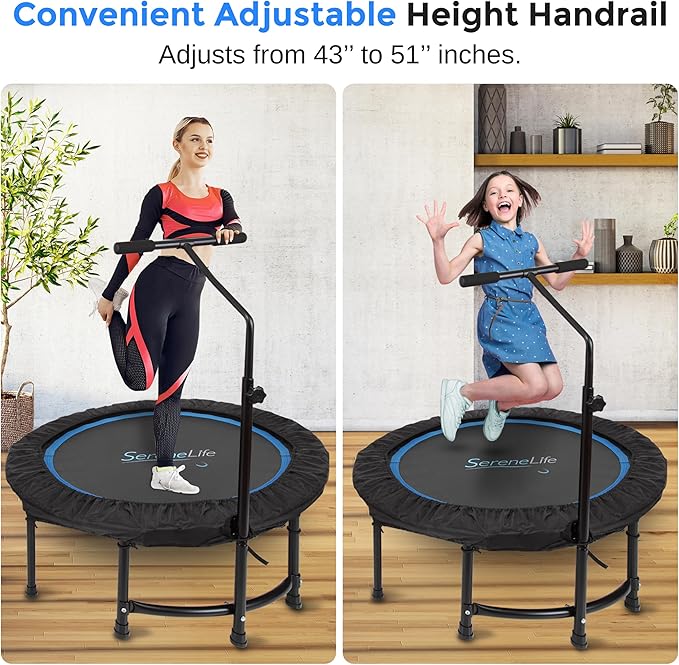 SereneLife 40"/48" Foldable Mini Trampoline - Compact Fitness 264 lbs