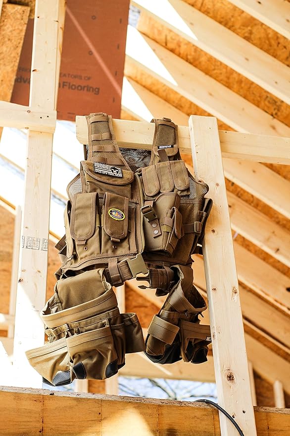 SOTG Charlie Tactical Tool Vest with Tools Pouches, Lightweight & Durable Construction Vest with Weight Dispersal Technology for Construction Work, Framers, Electricians, Carpenters