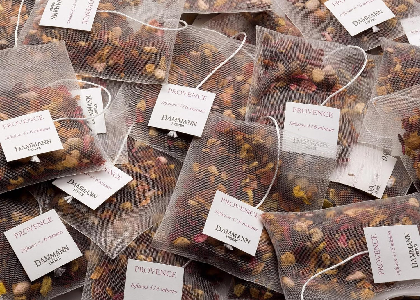 Dammann Freres Satchets, Carcadet Provence Tea Bags, Premium Gourmet French Herbal Tea, Blend Hibiscus, Apricot, Peach Flavors, 20 Count (Single Pack)