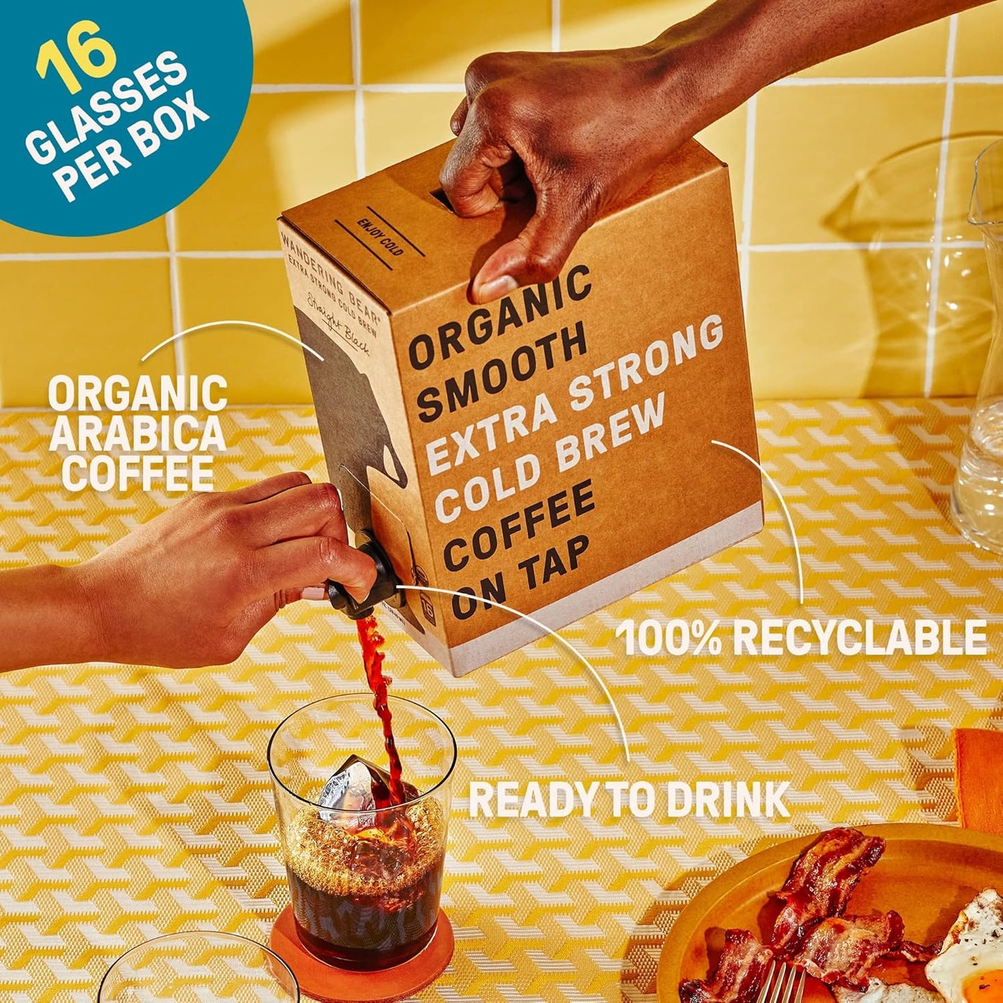 Wandering Bear Organic Vanilla Cold Brew Coffee On Tap, 96 fl oz - Extra Strong, Bold, Smooth, Unsweetened, Shelf-Stable, Ready to Drink, Gluten Free, & Vegan, Iced Cold Brewed Coffee Drinks