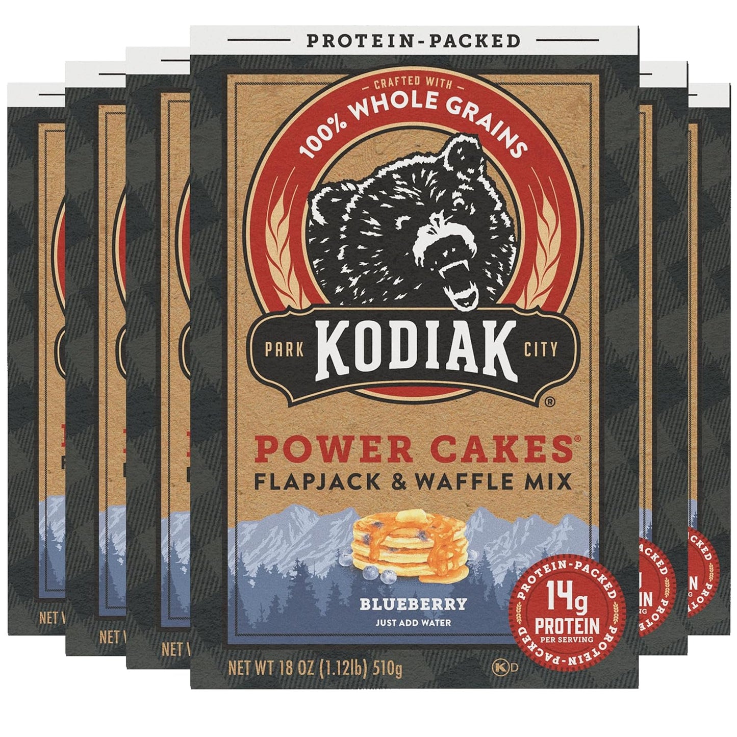 Kodiak Cakes Power Cakes Protein Pancake Mix & Waffle Mix - 100% Whole Grain - Blueberry (Pack of 6)