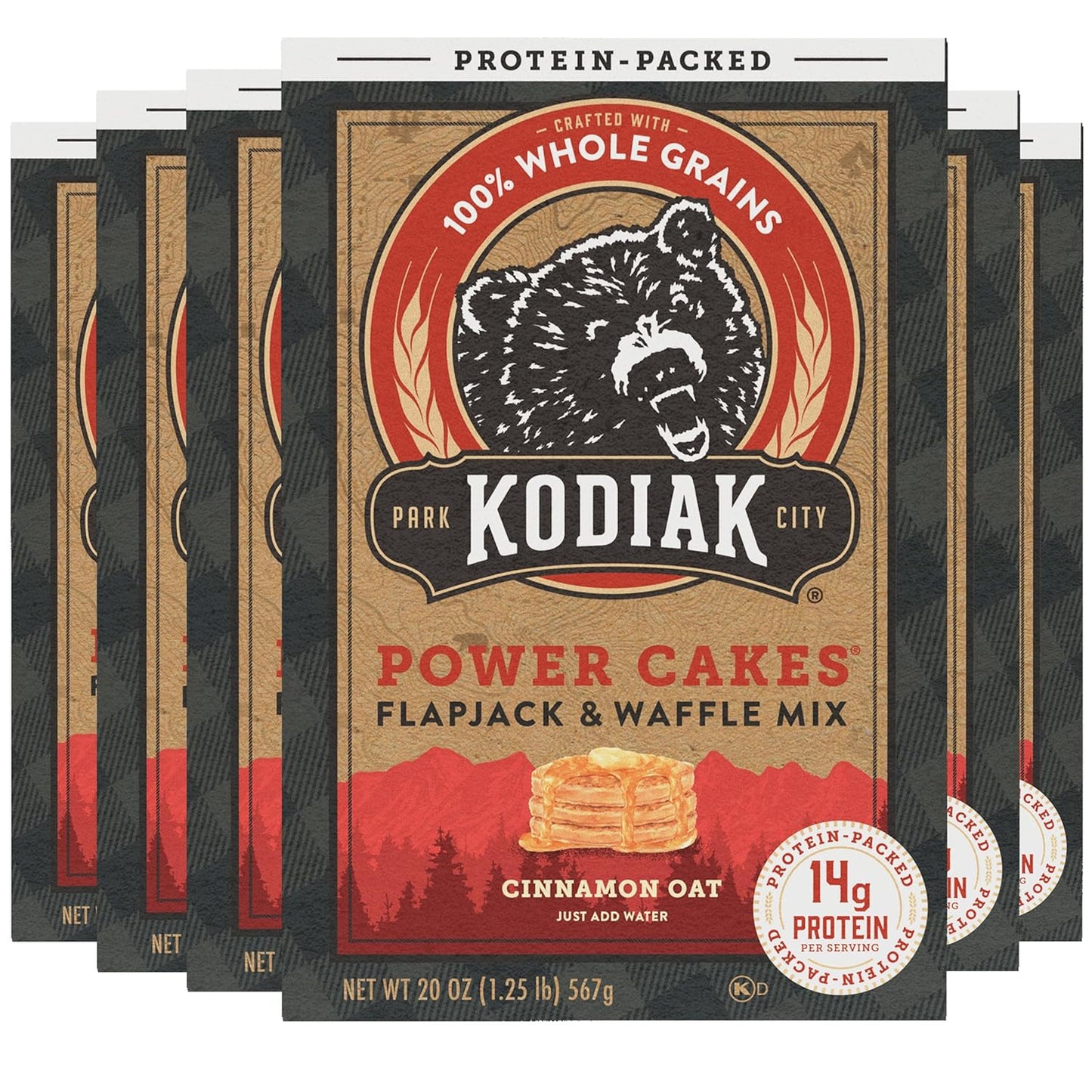 Kodiak Cakes Protein Pancake Power Cakes, Flapjack and Waffle Mix, Cinnamon Oat, 20 Ounce (Pack of 6) (10705599012683)