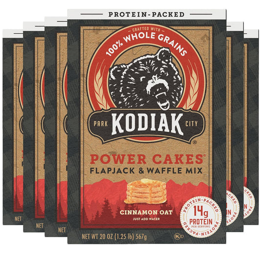 Kodiak Cakes Protein Pancake Power Cakes, Flapjack and Waffle Mix, Cinnamon Oat, 20 Ounce (Pack of 6) (10705599012683)