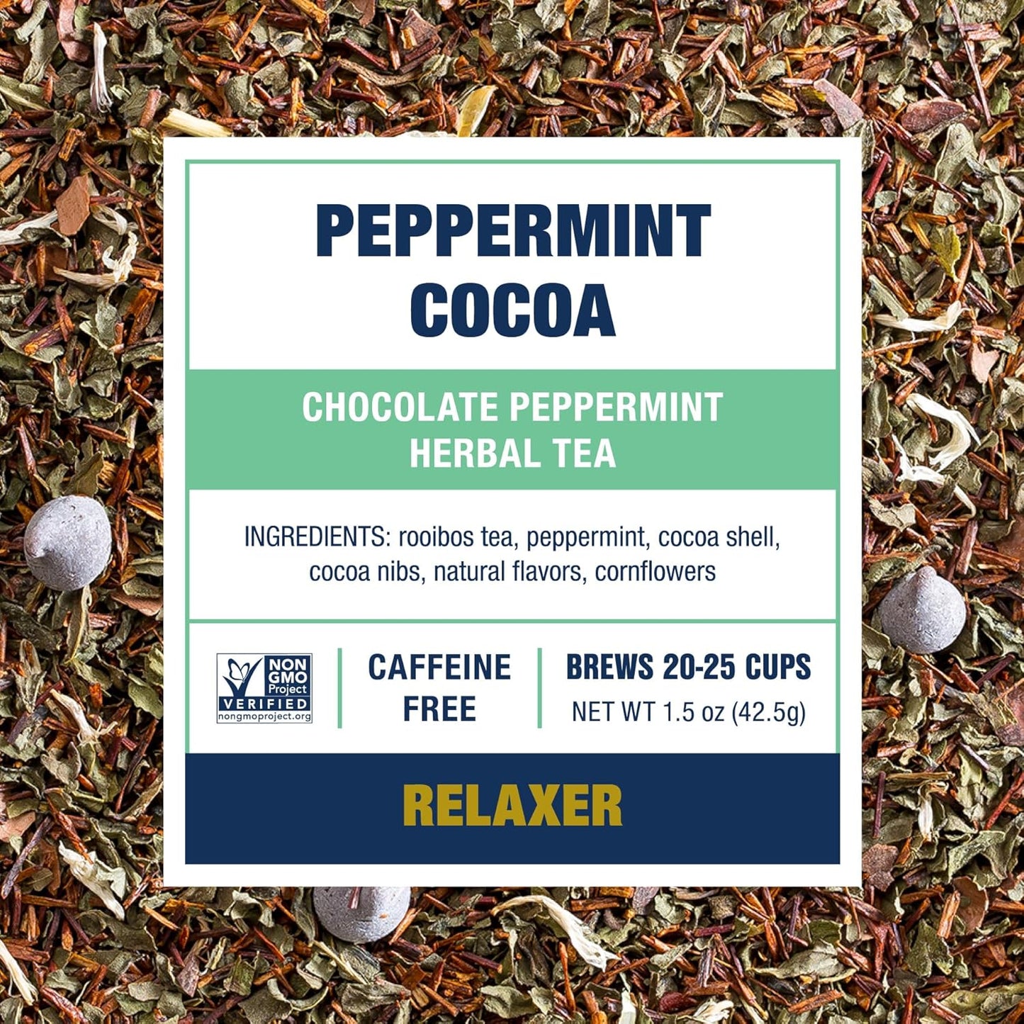 Tiesta Tea - Cozy Peppermint Cocoa, Loose Leaf, Chocolate Peppermint Herbal Tea, Premium Non-Caffeinated Holiday Blend, Make Hot or Iced & Up to 25 Cups, 1.5oz Resealable Pouch
