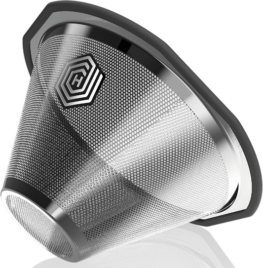 HEXNUB Reusable Coffee Filter for Kalita Wave 185 and OXO 8 Cup Coffee Makers, Stainless Steel Mesh, Durable Metal Filter for Sustainable Brewing – No more Paper Filters