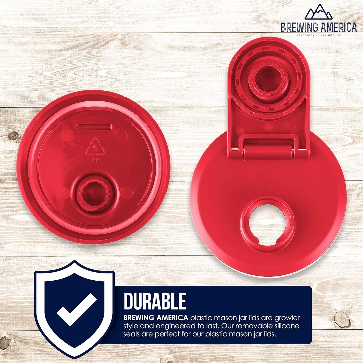 Brewing America Mason Jar Drinking Cup Pint and Half Drinking Lid and Azure 24oz Jar (2, Old Glory Red)