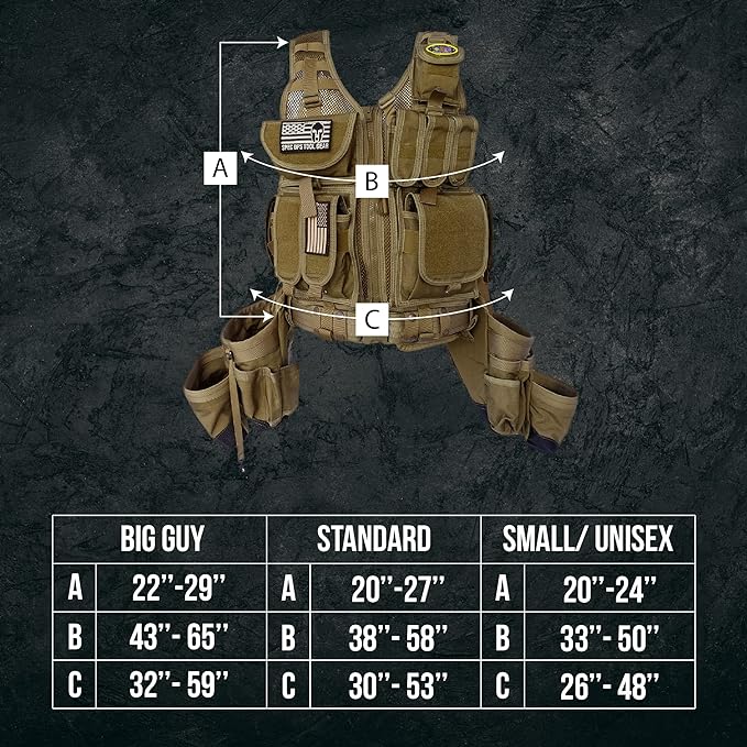 SOTG Charlie Tactical Tool Vest with Tools Pouches, Lightweight & Durable Construction Vest with Weight Dispersal Technology for Construction Work, Framers, Electricians, Carpenters