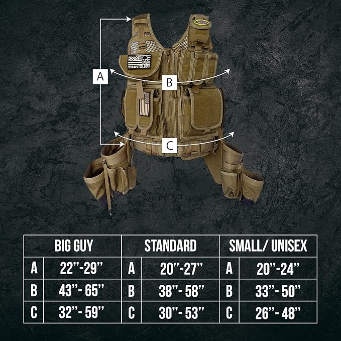 SOTG Delta Tactical Tool Vest with Tools Pouches, Lightweight & Durable Construction Vest with Weight Dispersal Technology
