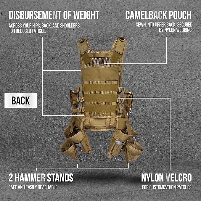 SOTG Delta Tactical Tool Vest with Tools Pouches, Lightweight & Durable Construction Vest with Weight Dispersal Technology