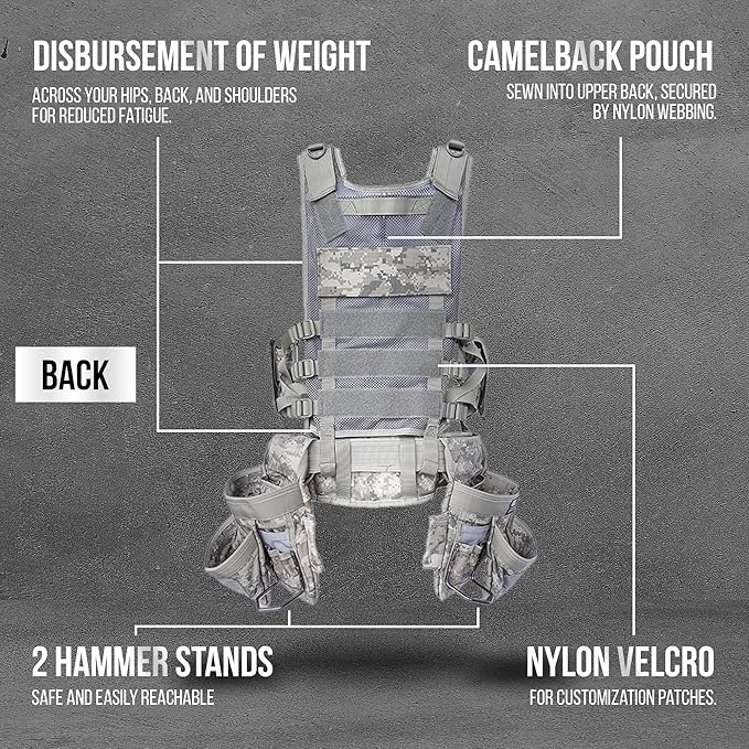 SOTG Delta Tactical Tool Vest with Tools Pouches, Lightweight & Durable Construction Vest with Weight Dispersal Technology